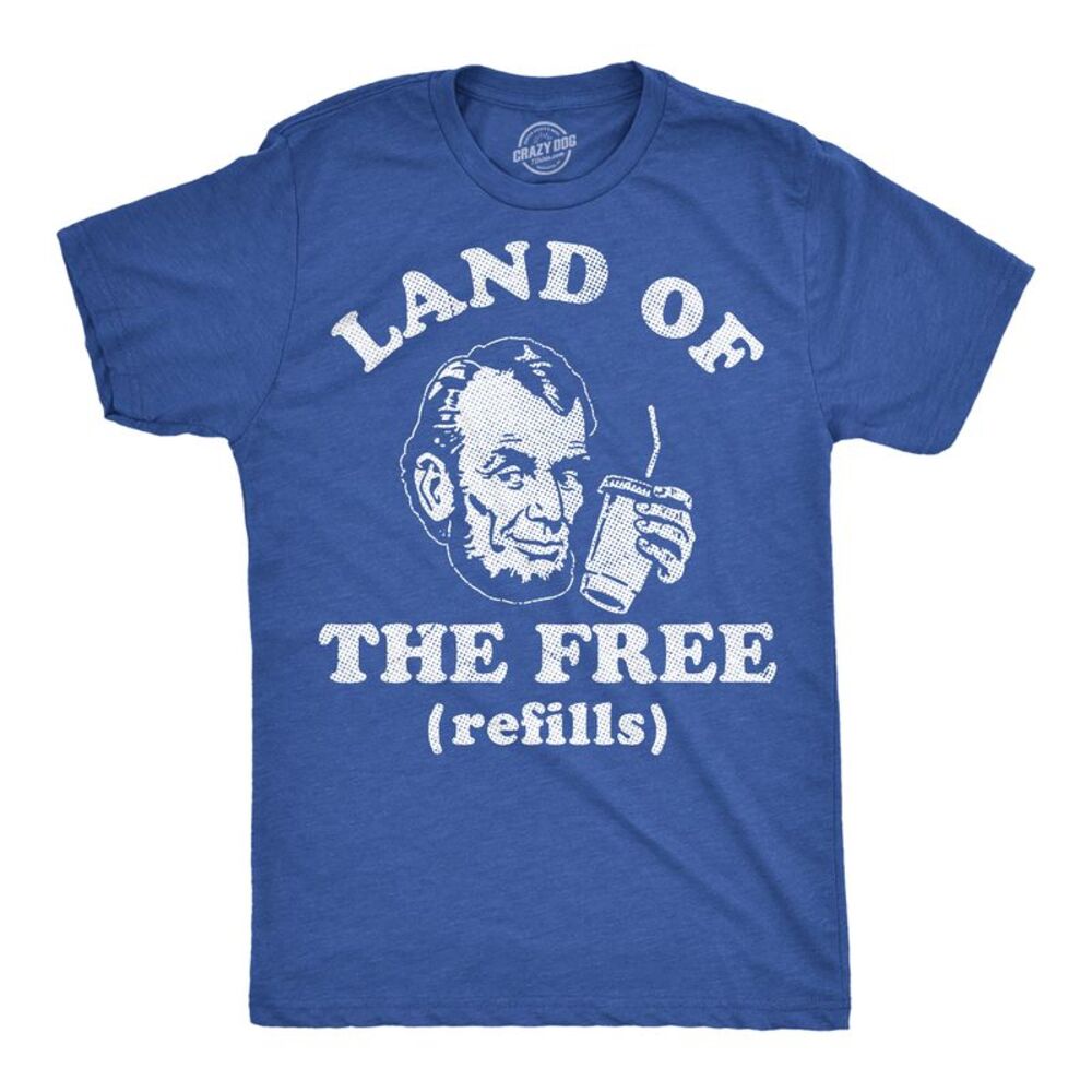 Mens Funny T Shirts Land Of The Free Refills Sarcastic Fourth Of July Tee For